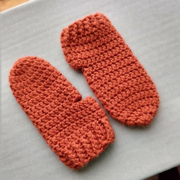 Pumpkin Spice Crochet Thumbless Mittens adult sized warm winter phone addiction - Picture 9 of 9